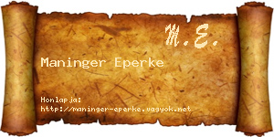 Maninger Eperke névjegykártya